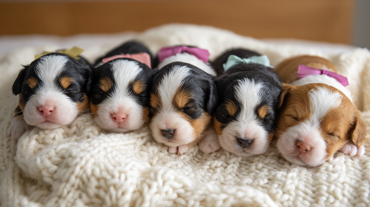 tania0948 Six newborn micro Bernedoodle puppies sleeping peac 9fa003b1 c925 4143 8790 b7ac7fc75143 3